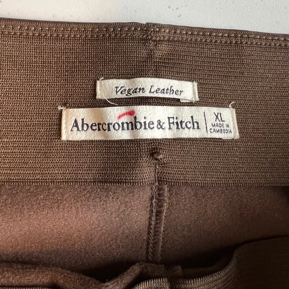 Abercrombie & Fitch Vegan Leather Pants - Brown Flare - Picture 6 of 11